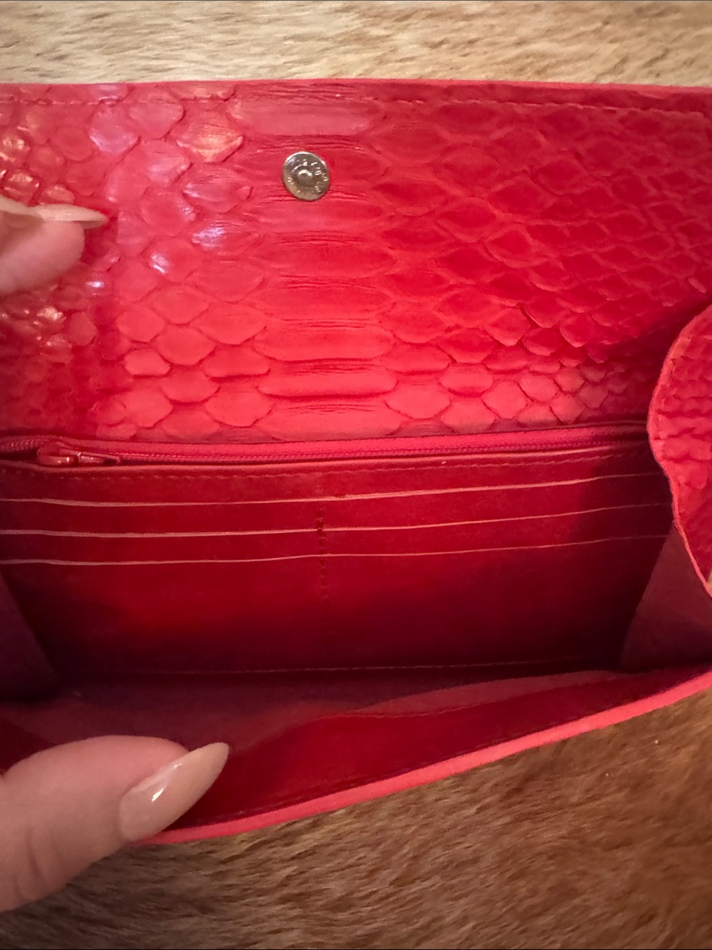 Red Python Envelope Clutch - Picture 3 of 5
